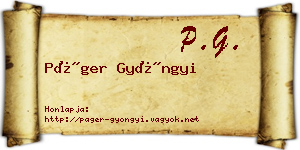 Páger Gyöngyi névjegykártya